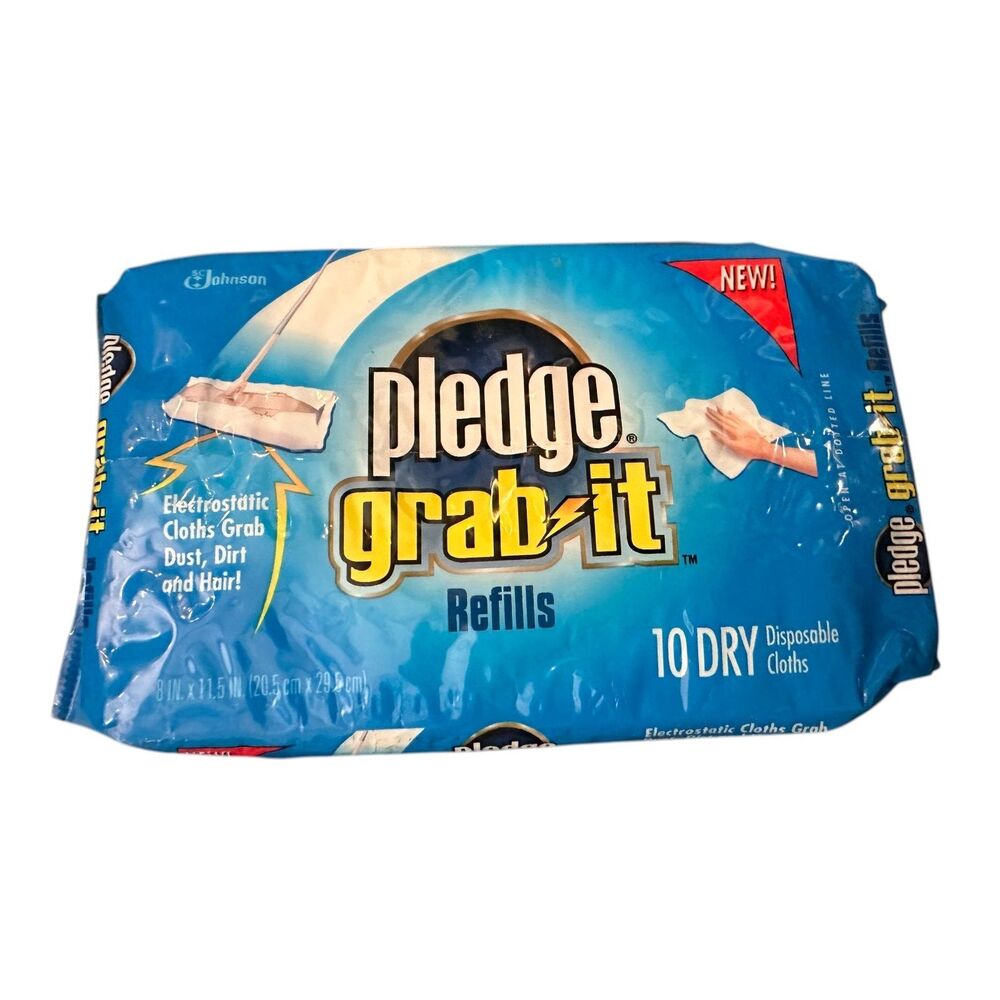 Pledge Grab-it Refills 10 Dry Disposable Electrostatic Cloths Dust Dirt Hair